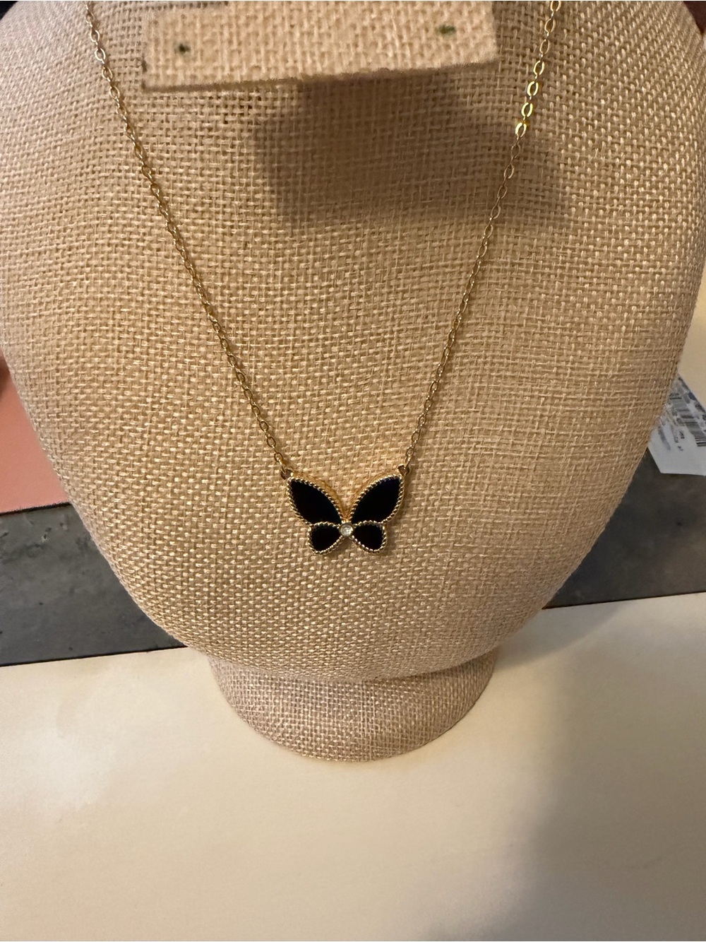 Park Lane Gold Butterfly Necklace with Black Accents